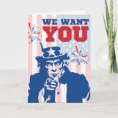 私たちはあなたにおもしろい7月4日カードが欲しい カード (正面)