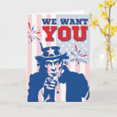 私たちはあなたにおもしろい7月4日カードが欲しい カード (黄色い花)