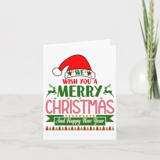 私たちはあなたにとって楽しいクリスマスと幸せな新年を祈る。 カード (正面)