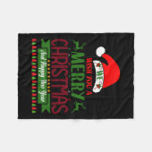 私たちはあなたにとって楽しいクリスマスと幸せな新年を祈る。 フリースブランケット (正面(横))