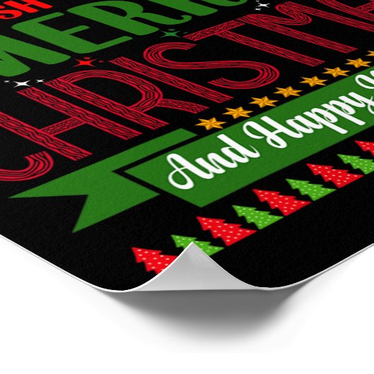 私たちはあなたにとって楽しいクリスマスと幸せな新年を祈る。 ポスター (角)