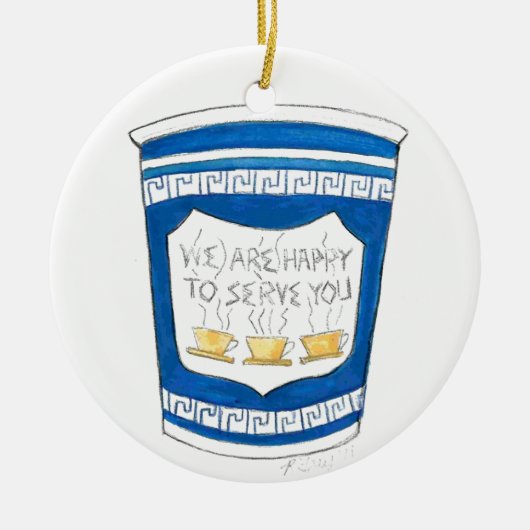 私たちはあなたにブルーギリシャのコーヒーカップを提供することを嬉しく思う セラミックオーナメント (正面)