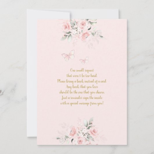 私たちはあなたに出会って魅了されている赤ちゃんシャワー女の子 招待状 (裏面)