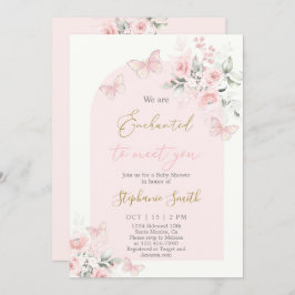 私たちはあなたに出会って魅了されている赤ちゃんシャワー女の子 招待状