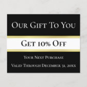 私たちはあなたに贈り物を得る10%オフの黒と白 チラシ (正面)