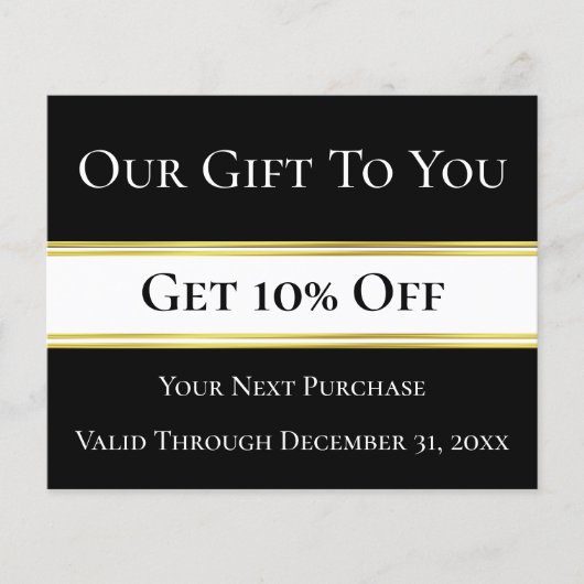 私たちはあなたに贈り物を得る10%オフの黒と白 チラシ (正面)