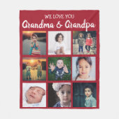 私たちはあなたのおばあちゃんとおじいちゃんフォトコラージュ大好き フリースブランケット (正面)