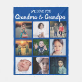 私たちはあなたのおばあちゃんとおじいちゃんフォトコラージュ大好き フリースブランケット (正面)