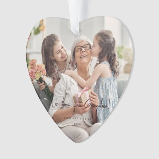 私たちはあなたのおばあちゃんの写真を手書き愛モダン オーナメント (正面)