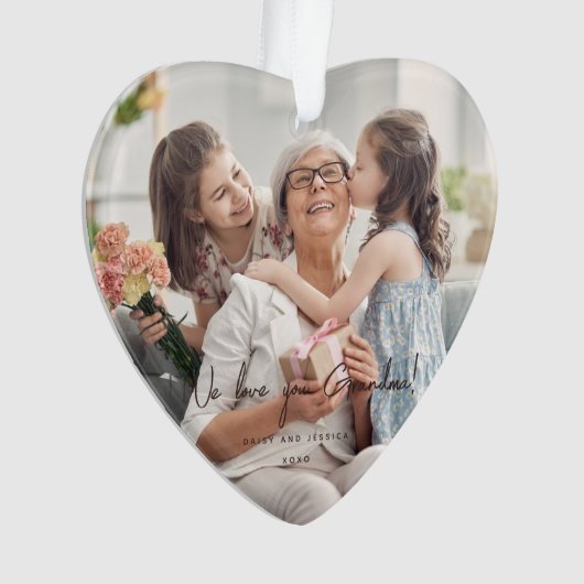 私たちはあなたのおばあちゃんの写真を手書き愛モダン オーナメント (正面)