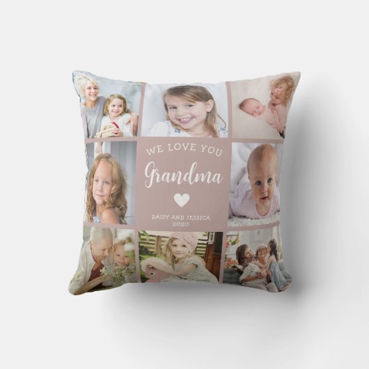 私たちはあなたのおばあちゃんの写真コラージピンク クッション (裏面)