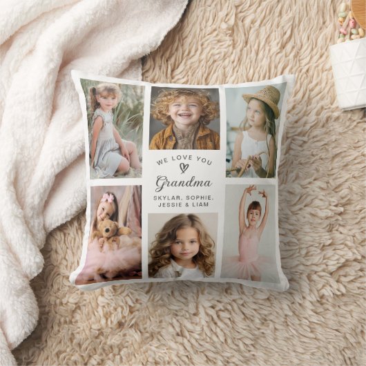 私たちはあなたのおばあちゃんの写真コラージュ記念の酒を愛する クッション (ブランケット)
