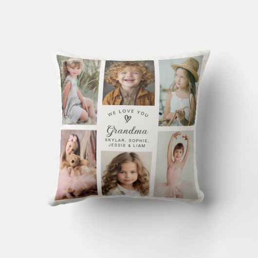私たちはあなたのおばあちゃんの写真コラージュ記念の酒を愛する クッション (裏面)