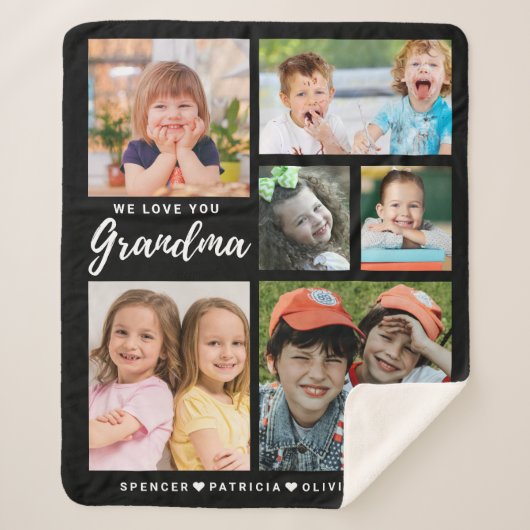 私たちはあなたのおばあちゃんの大好き6フォトコラージュ シェルパブランケット (正面)