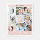 私たちはあなたのおばあちゃんカスタムが大好きフォトギフト赤面ピンク フリースブランケット (正面)