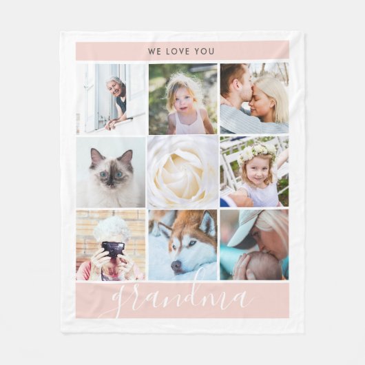 私たちはあなたのおばあちゃんカスタムが大好きフォトギフト赤面ピンク フリースブランケット (正面)