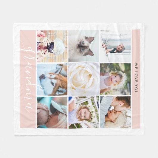 私たちはあなたのおばあちゃんカスタムが大好きフォトギフト赤面ピンク フリースブランケット (正面(横))