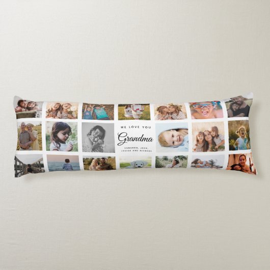 私たちはあなたのおばあちゃんカスタムが大好きフォトコラージュモダン ボディピロー (裏面)