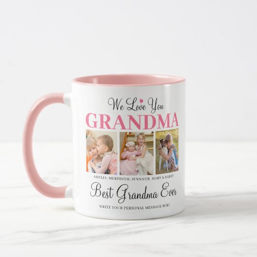 私たちはあなたのおばあちゃんカスタムが大好きフォトコラージュ マグカップ (左)