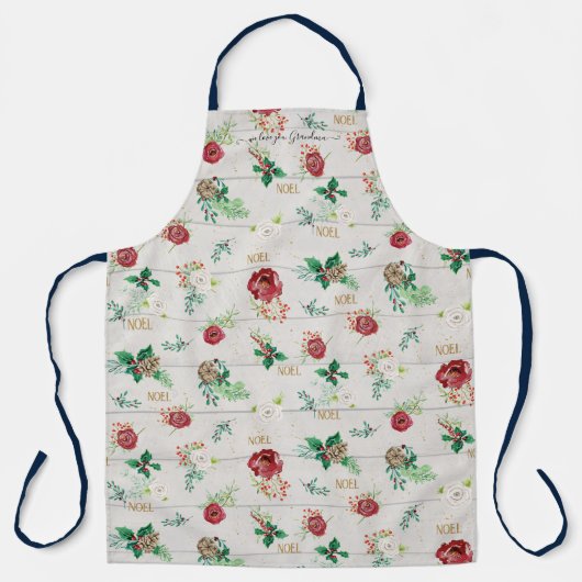 私たちはあなたのおばあちゃんノエル金ゴールドクリスマスホリーウッド大好き エプロン (正面)