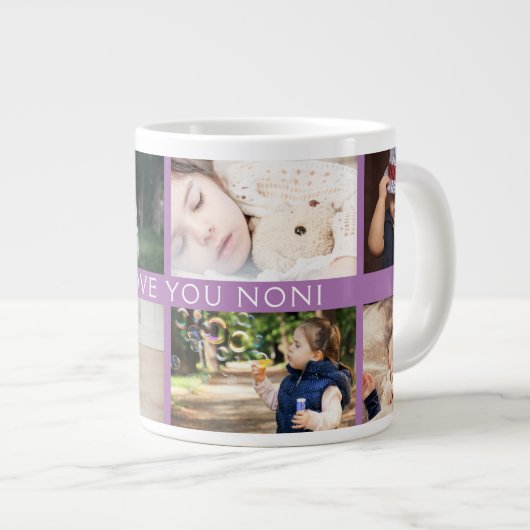 私たちはあなたのおばあちゃんパーソナライズされたの写真コラージュが大好き ジャンボコーヒーマグカップ (正面右)