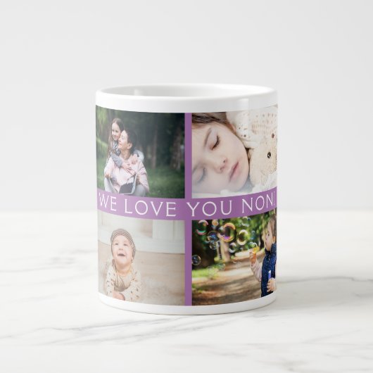 私たちはあなたのおばあちゃんパーソナライズされたの写真コラージュが大好き ジャンボコーヒーマグカップ (正面)