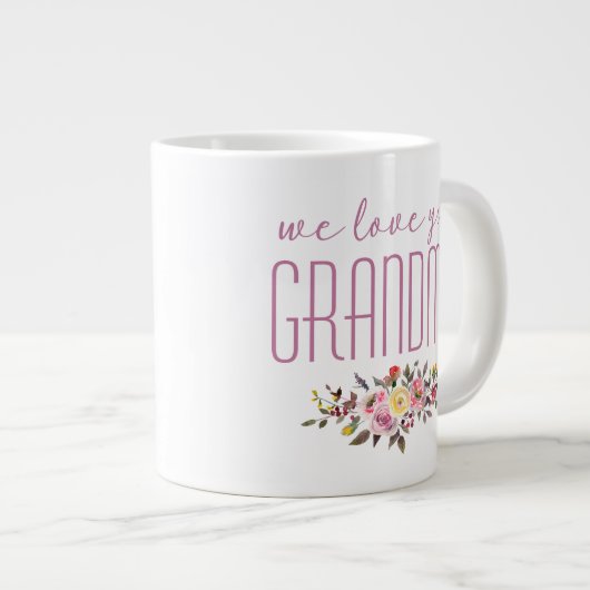 私たちはあなたのおばあちゃんピンクフローラ ジャンボコーヒーマグカップ (正面右)