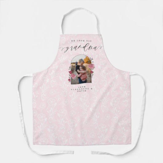 私たちはあなたのおばあちゃんフローラ写真キープサムピンク エプロン (正面)