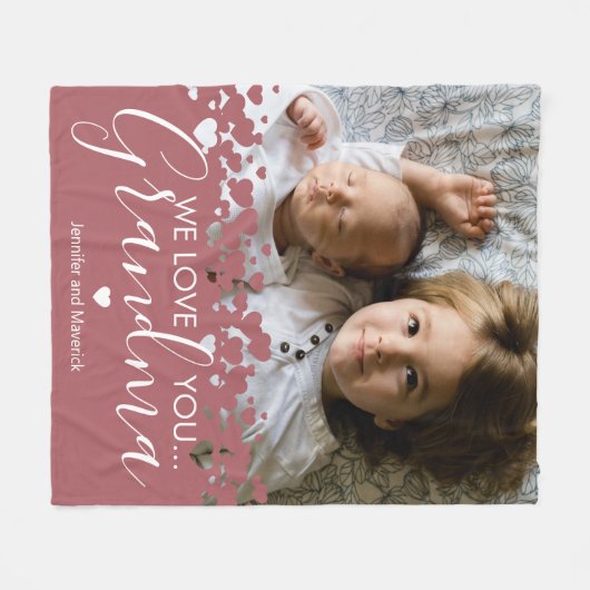 私たちはあなたのおばあちゃん写真が大好き フリースブランケット (正面(横))