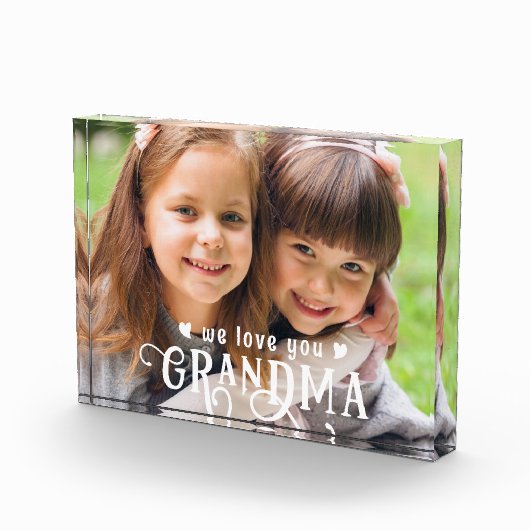 私たちはあなたのおばあちゃん写真カスタム色が大好き フォトブロック (右)