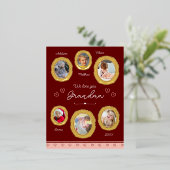 私たちはあなたのおばあちゃん大好き6つの写真とハート金ゴールド 箔シーズンポストカード (立ち正面)