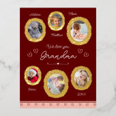 私たちはあなたのおばあちゃん大好き6つの写真とハート金ゴールド 箔シーズンポストカード (正面)