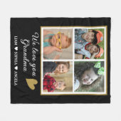 私たちはあなたのおばあちゃん孫を愛する4フォトコラージュ フリースブランケット (正面(横))