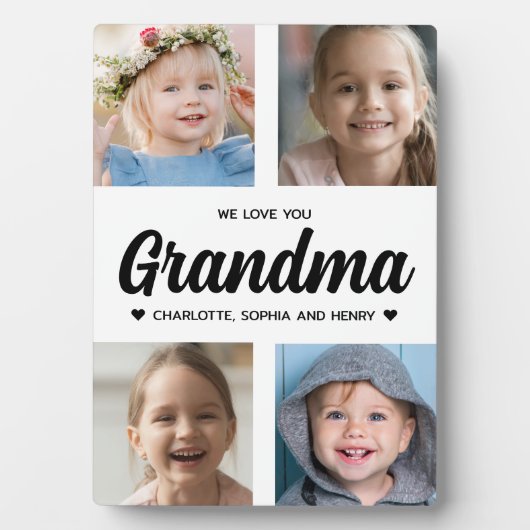 私たちはあなたのおばあちゃん家族の形見フォトコラージュ大好き フォトプラーク (正面)