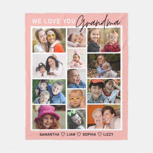 私たちはあなたのおばあちゃん13フォトコラージュ大好き フリースブランケット (正面)