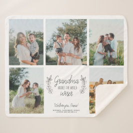 私たちはあなたのおばあちゃん5写真コラージュが大好きパーソナライズされた シェルパブランケット