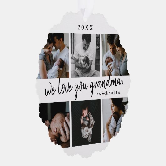 私たちはあなたのおばあちゃん6写真コラージュが大好き オーナメントカード (右)
