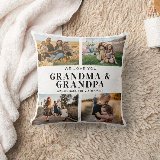 私たちはあなたのおばあちゃん&おじいちゃん大好き4フォトコラージュ クッション (ブランケット)
