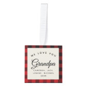 私たちはあなたのグランドパモダンプレイドのスクリプトを愛する3写真 キューブオーナメント (正面)