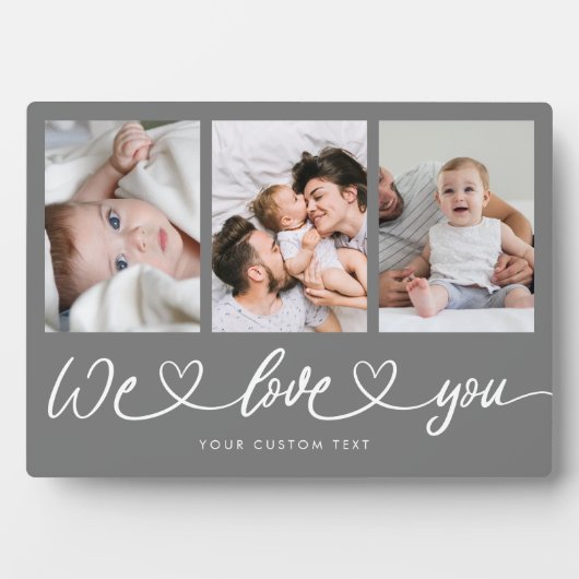 私たちはあなたのハートスモダンクリプト写真コラージュを愛する フォトプラーク (正面)