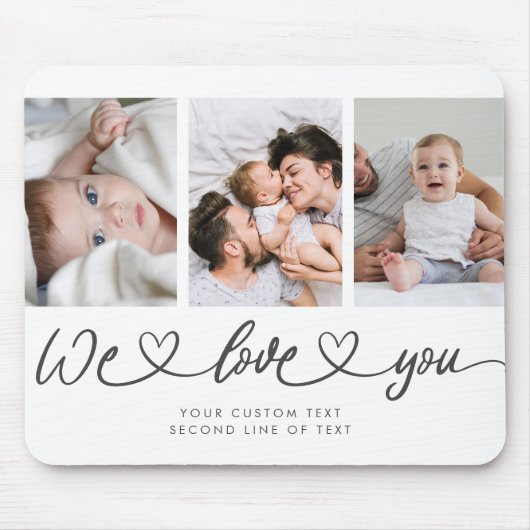 私たちはあなたのハートスモダンクリプト写真コラージュを愛する マウスパッド (正面)