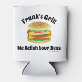 私たちはあなたのパンのハンバおもしろいグを楽しパーソナライズされたむ 缶クーラー (正面)