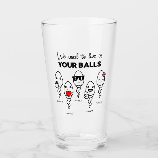 私たちはあなたのボールに住んでいた、名前をカスタムするパパ タンブラーグラス (正面)