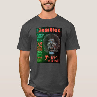 私たちはあなたの完全に死んでいな脳オレンジ色の文字が欲しいゾンビ Tシャツ