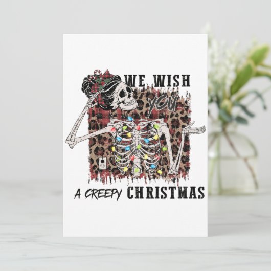 私たちはあなたの気味の悪いクリスマススケルトンミームを願う サンキューカード (スタンド正面)