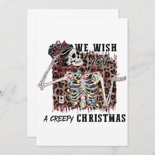 私たちはあなたの気味の悪いクリスマススケルトンミームを願う サンキューカード (正面/裏面)