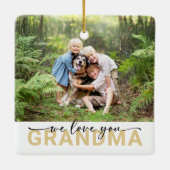 私たちはあなたの祖母を愛する写真記念の花 セラミックオーナメント (裏面)