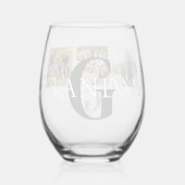 私たちはあなたの祖母を愛する3パーソナライズされたフォトモノグラム ステムなしワイングラス (裏面)
