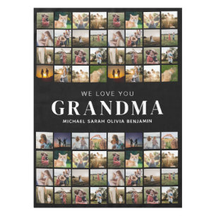 私たちはあなたの祖母を愛する64写真コラージュ テーブルクロス