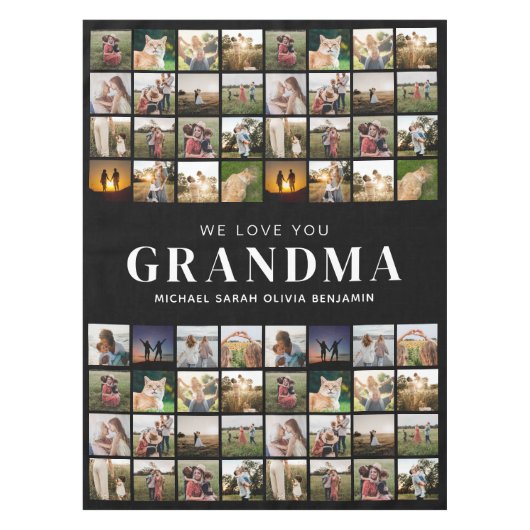 私たちはあなたの祖母を愛する64写真コラージュ テーブルクロス (正面)